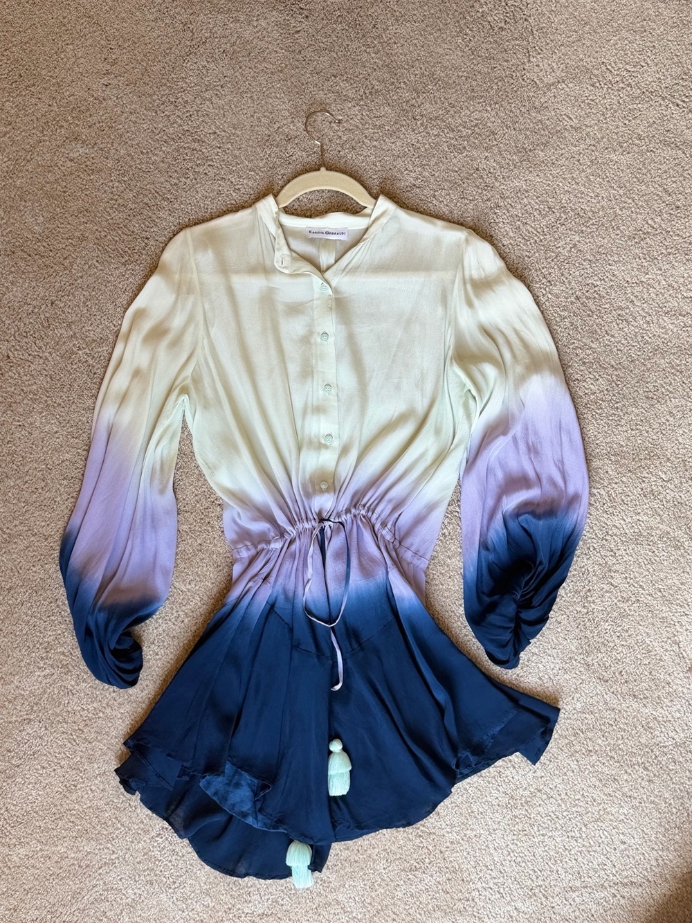 Karina Grimaldi Ombre Mini Dress in Cream, Lavender & Navy
